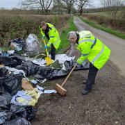 The fly-tipped waste in Watery Lane