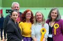 LIB DEMS: Councillors John Rudge, Jessie Jagger, Karen Lawrance, Mel Allcott and Sarah Murray after the election count earlier this month