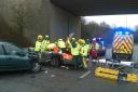 CRASH: The scene of the car crash. Picture supplied by West Midlands Ambulance Service