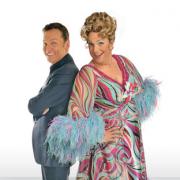 Brian Conley as himself and Edna Turnblad. Picture by Hugo Glendinning