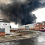 Smoke billowing from the business on Hoo Farm Industrial Estate in Kidderminster.