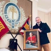 Kevin Wills at Windsor, where he delivered one of his portraits to be displayed by the Windsor Welsh Guards.