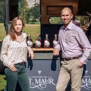 William and Kelsey Seymour, Earl and Countess of Yarmouth, with their St Maur Elderflower Liqueur.