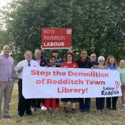 Protestors call for the library in Redditch to be saved