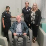 From left to right - ward manager, Gincy John, matron, Kirsty Stanton with Lesley Kelly’s husband, Peter and daughter-in-law, Kylie.