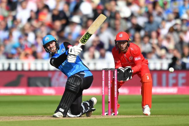 Worcestershire Rapid's Ross Whiteley is bowled out by Lancashire Lightning's Matthew Parkinson during the Vitality T20 Blast Semi Final match on Finals Day at Edgbaston, Birmingham..