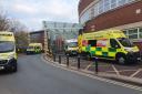 Ambulances queuing outside Worcestershire Royal.