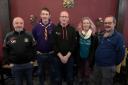 From left: Steve McAdam, Alcester Town Football Club chairman; Paul Blackmoore, Studley Scout Group; Alcester & Stratford District Round Table chairman Richard Jones; Sian Davies, Alcester Brownies/Rainbows, and Steve Bennett, Alcester & District