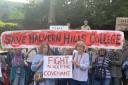 PROTEST: Gemma Wiseman and Mary Brittain from Save Malvern Hills College campaign group