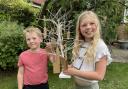 Studley youngsters Sam and Amber Smith pose with the 'Pledge Tree'.