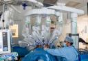 The robotic surgery in use.