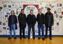 Members of UB40 at St Edward's Catholic Primary School in Birmingham earlier this year