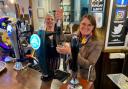 MP Rachel Maclean pulling a pint at the Duck Inn