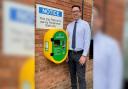 Managing director at Persimmon Homes South Midlands, Russell Griffin, pictured with the new defibrillator at the housebuilder's South Midlands headquarters