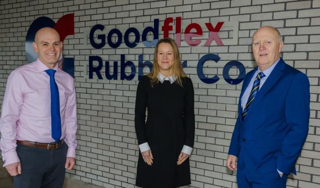 Mark Dufty, Managing Director at Goodflex Rubber Co with Denise Osborne, Business Development Advisor at Coventry City Council and Jim Clark, account manager at the CWLEP Growth Hub.