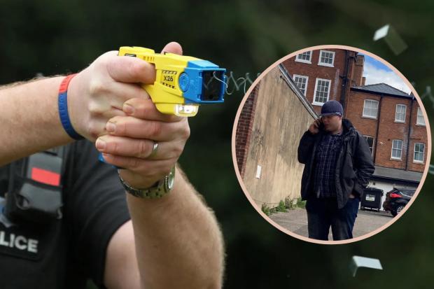 TASER: Craig Smith who had a knife had to be Tasered by police. Main photo: PA. Inset: Craig Smith (picture James Connell)