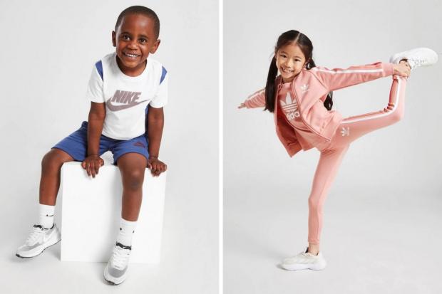 Redditch Advertiser: (Left) Nike Hybrid T-Shirt/Shorts Set and (right) adidas Originals Tri Stripe Tracksuit (JD Sports/Canva)