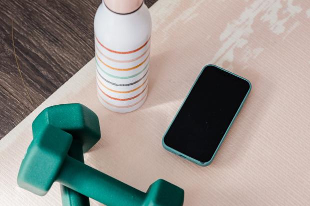 Redditch Advertiser: Dumbbells, water bottle and a phone. Credit: Canva