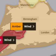 An amber weather warning for wind has been issued for the Midlands as Storm Eunice is set to hit. Image: Met Office.