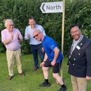 Rotary Club President Bichitra Das (right) sets Steve Robson off with support from fellow club members Mike Luck and Mike Ostroumoff (left)