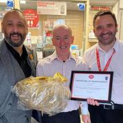 L to R: Post Office network provision lead Kully Dosanjh, Postmaster Alan Beasley and Post Office area manager Mat Wilkes