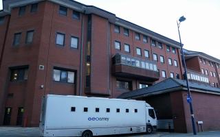 A custody van enters Birmingham Crown Court