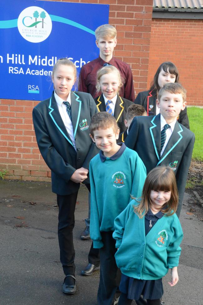 New beginnings: Pupils from Abbeywood First School RSA Academy and Church Hill Middle School RSA Academy.