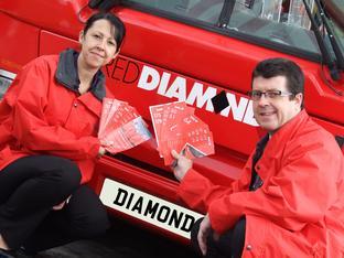 Angie Boulton, operations manager, and Austin Birks, commercial manager of Diamond Red buses. 
